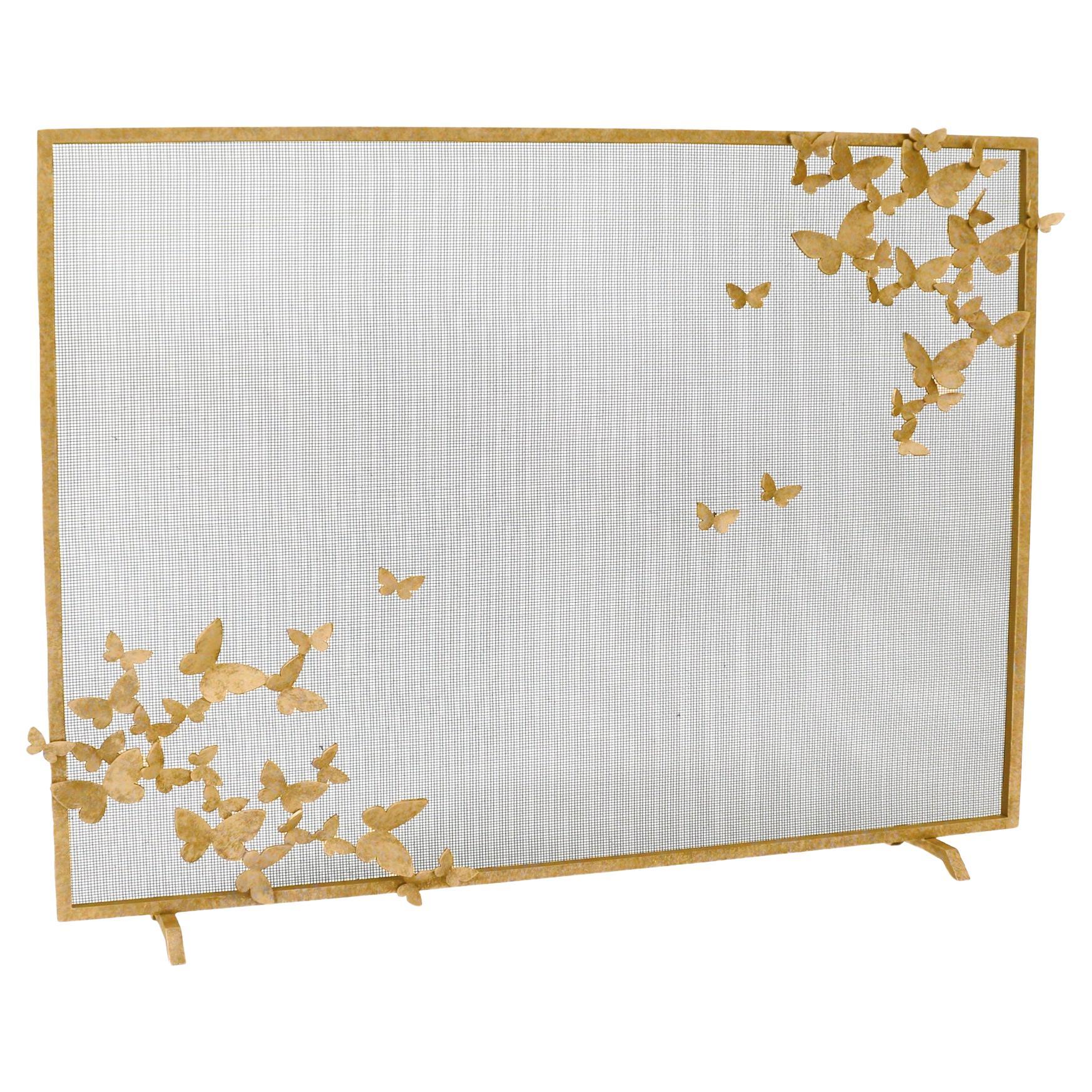 Butterfly Fireplace Screen, Lighter Version in Brilliant Gold  For Sale
