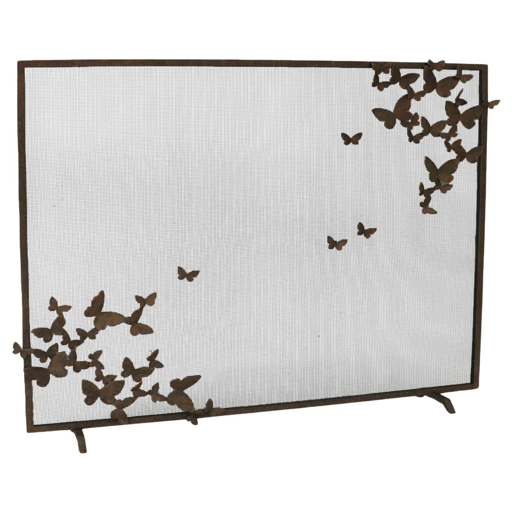 Butterfly Fireplace Screen, Lighter Version in Warm Black  For Sale