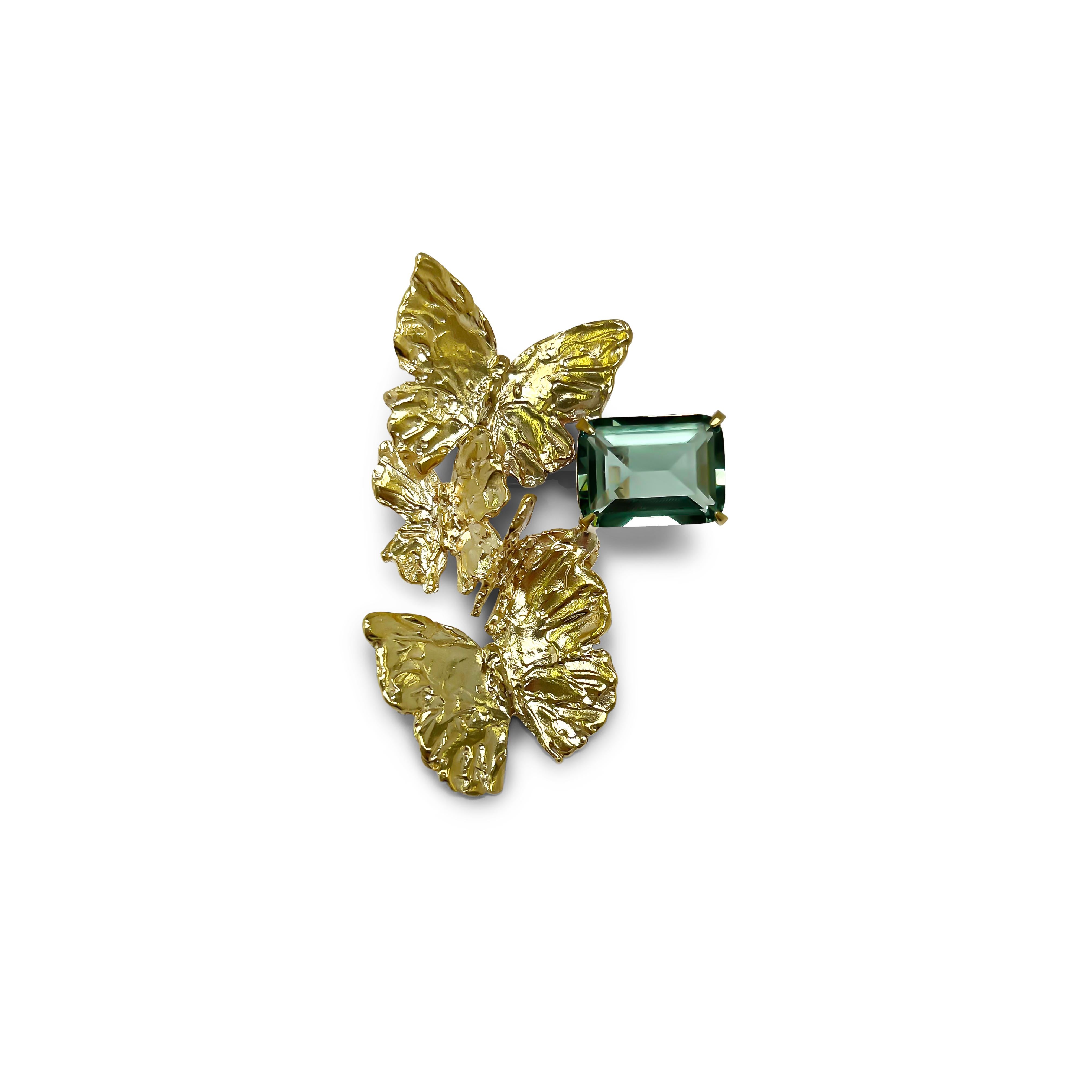 For Sale:  Butterfly Floating Ring in Green Quartz 2