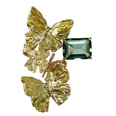 Bague flottante papillon en quartz vert