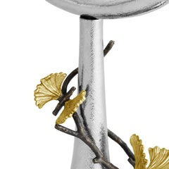 Butterfly Ginkgo Silver-Tone Metal Vanity Mirror
