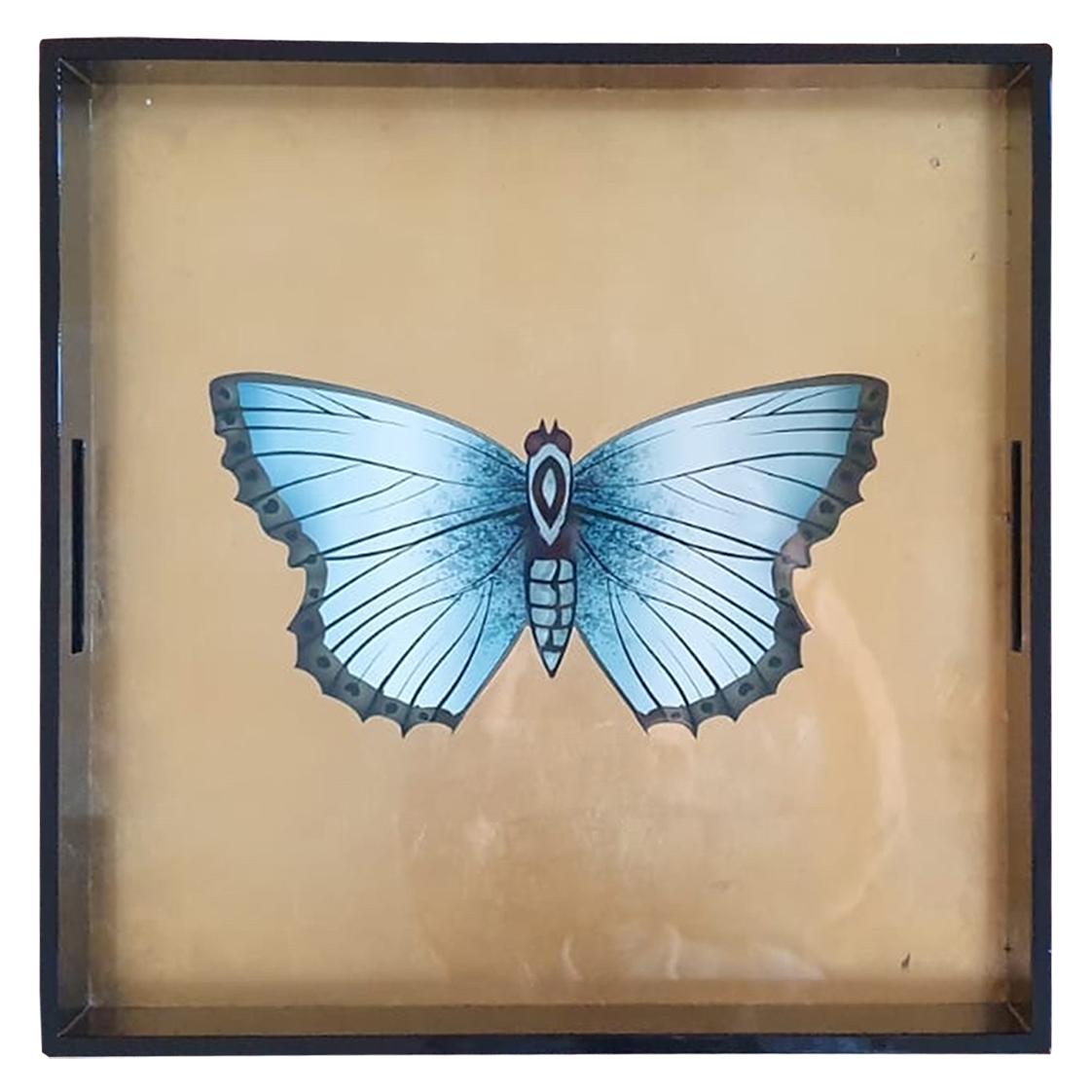 Schmetterling Golden Wood Lackiert Tablett im Zustand „Neu“ im Angebot in ROCCAVIVARA CB, IT