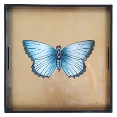 Butterfly Golden Wood Lacquered Tray