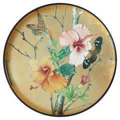 Butterfly Golden Wood Lacquered Tray