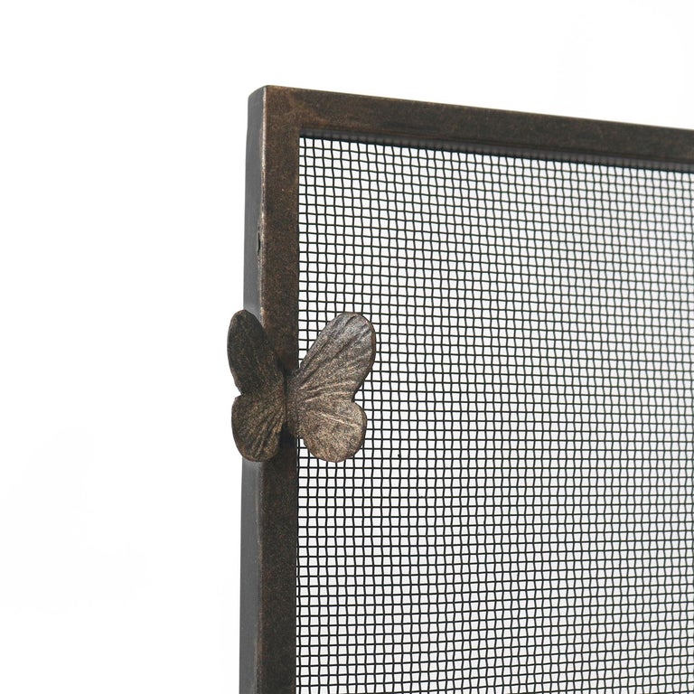 Butterfly Handles Fireplace Screen in Tobacco For Sale at 1stDibs