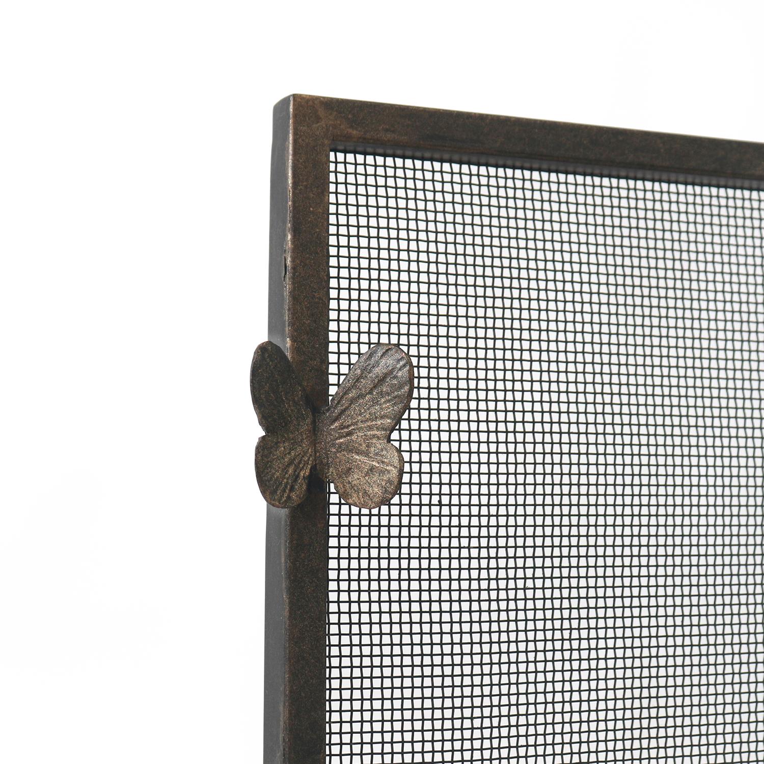 Butterfly Handles Fireplace Screen in Warm Black For Sale 2