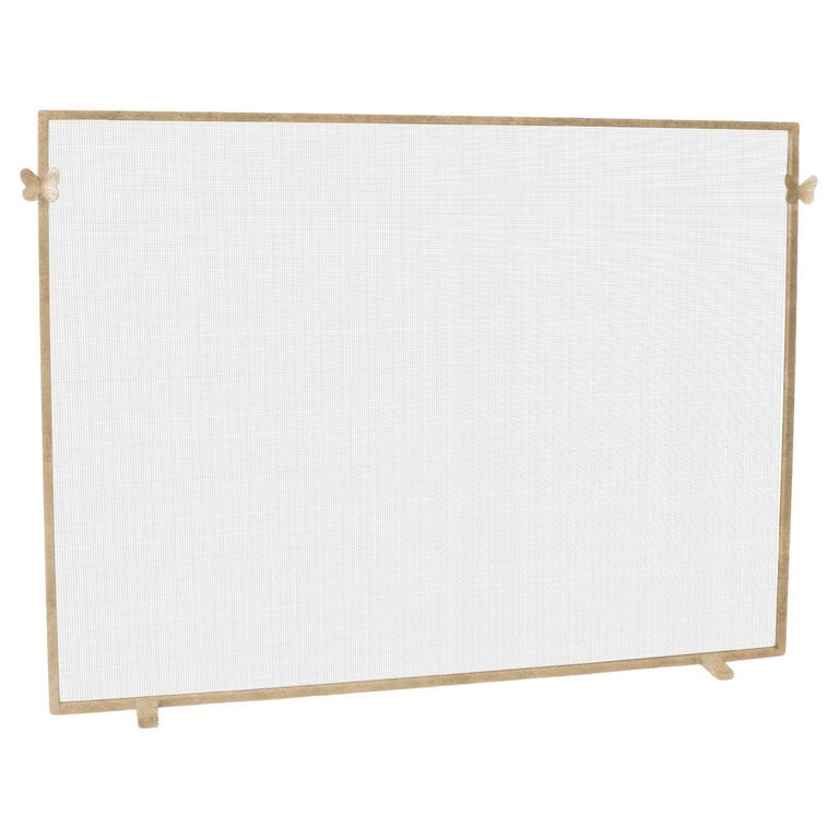 Butterfly Handles Fireplace Screen in Warm Silver For Sale at 1stDibs