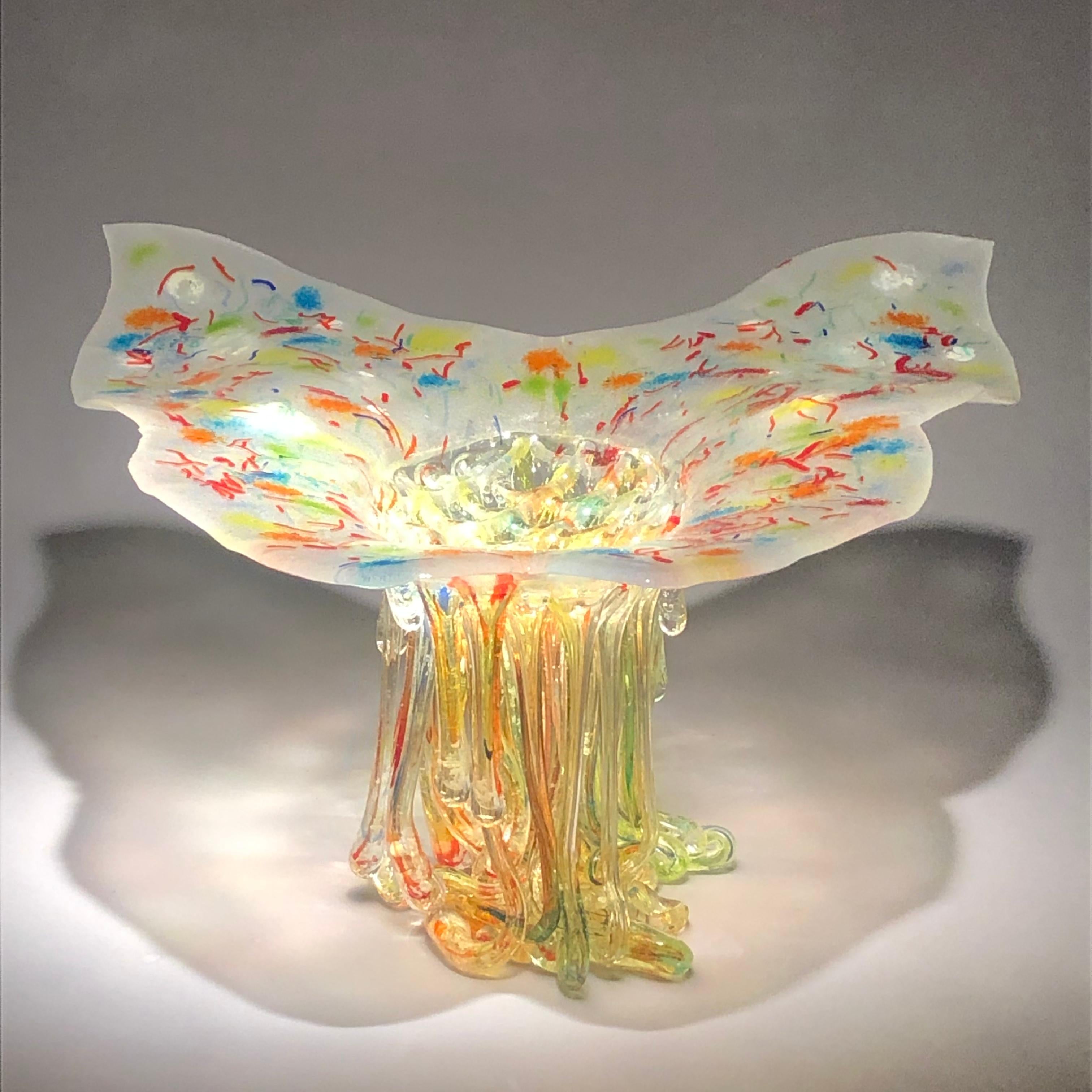 Hand-Crafted Butterfly Jellyfish, Murano Glass, Handmade in Italy, Contemporary Design, 2020 For Sale