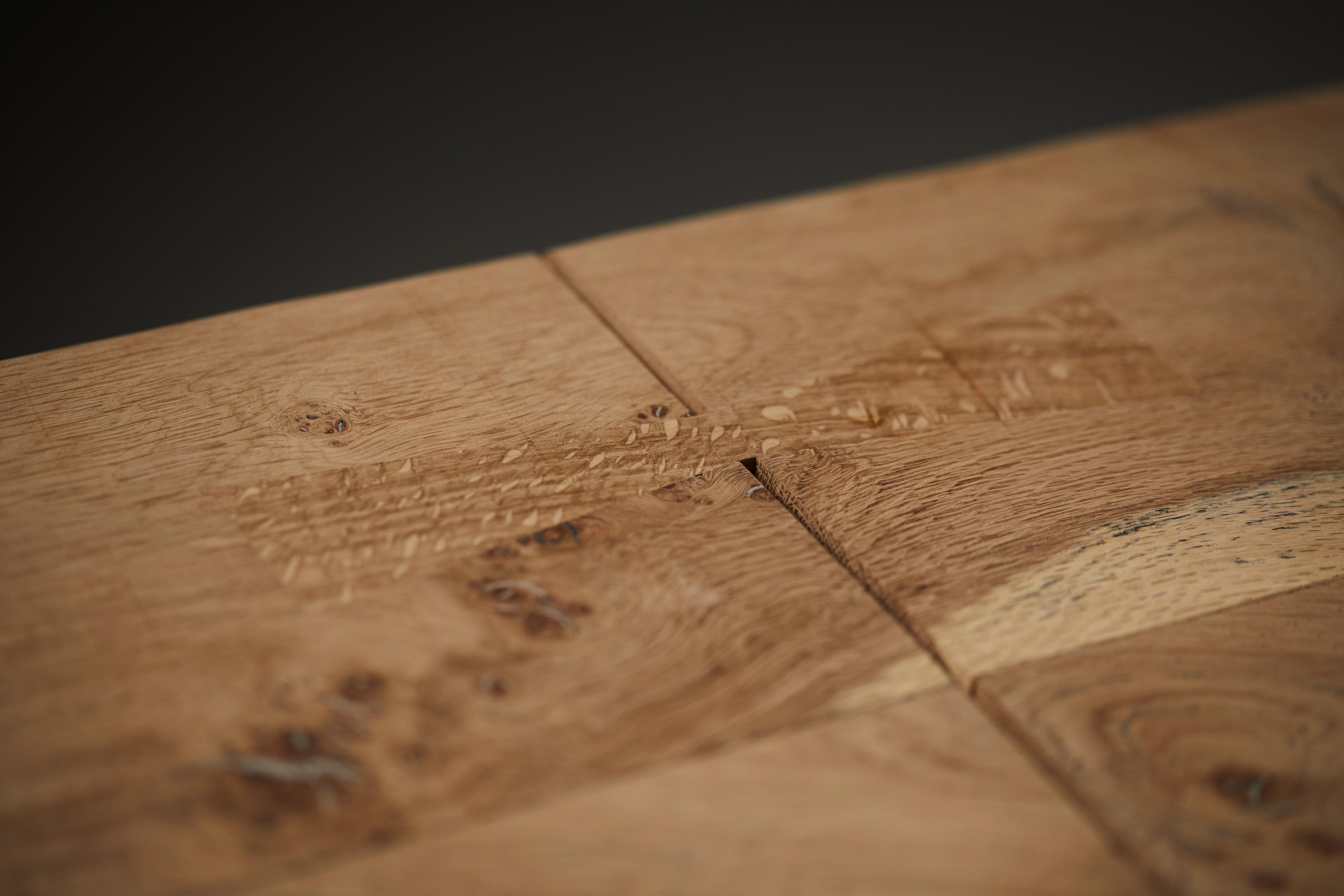 Butterfly jointed salvaged oak table by Jonathan Field For Sale 4