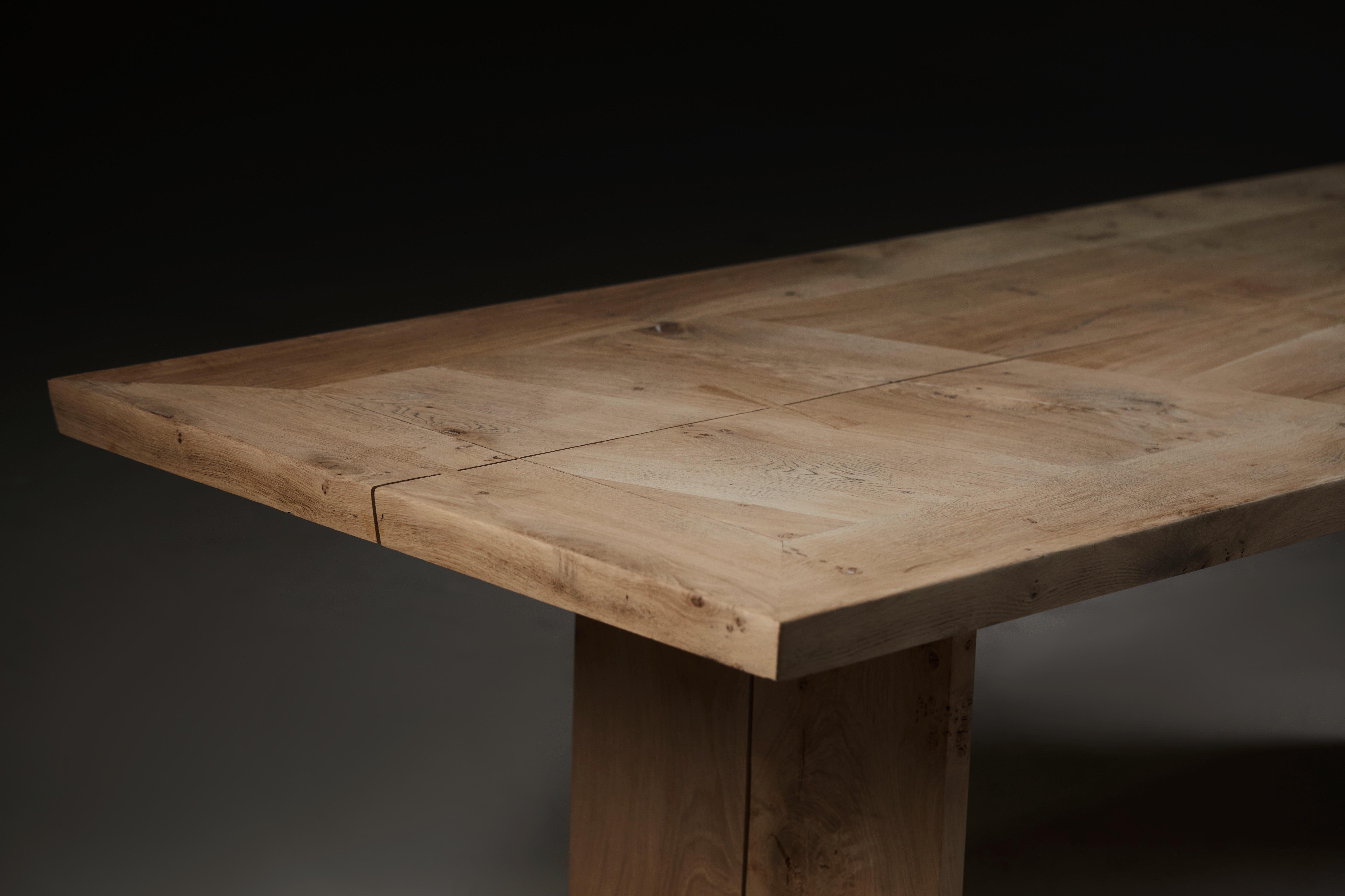 English Butterfly jointed salvaged oak table by Jonathan Field For Sale