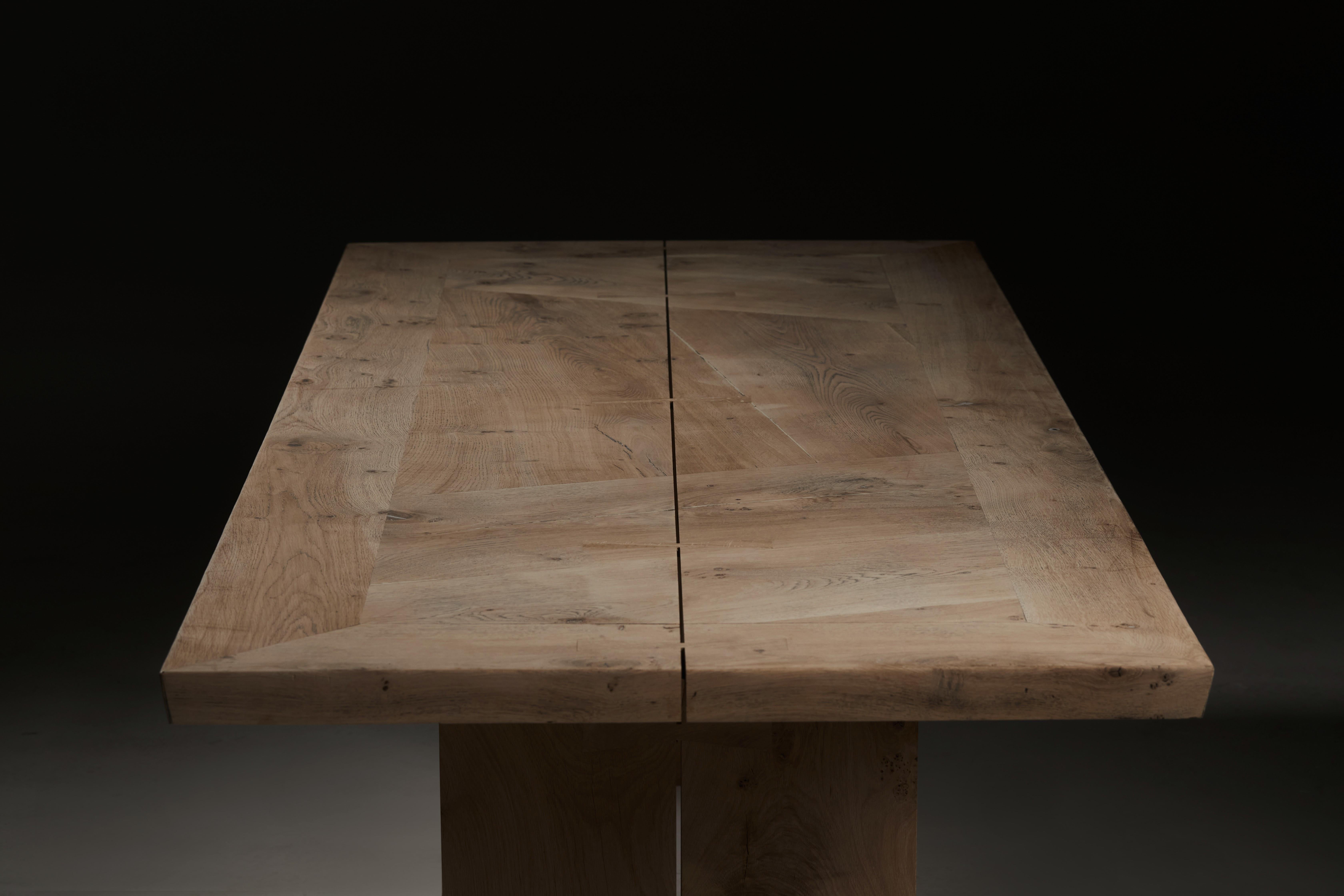 Butterfly jointed salvaged oak table by Jonathan Field For Sale 1