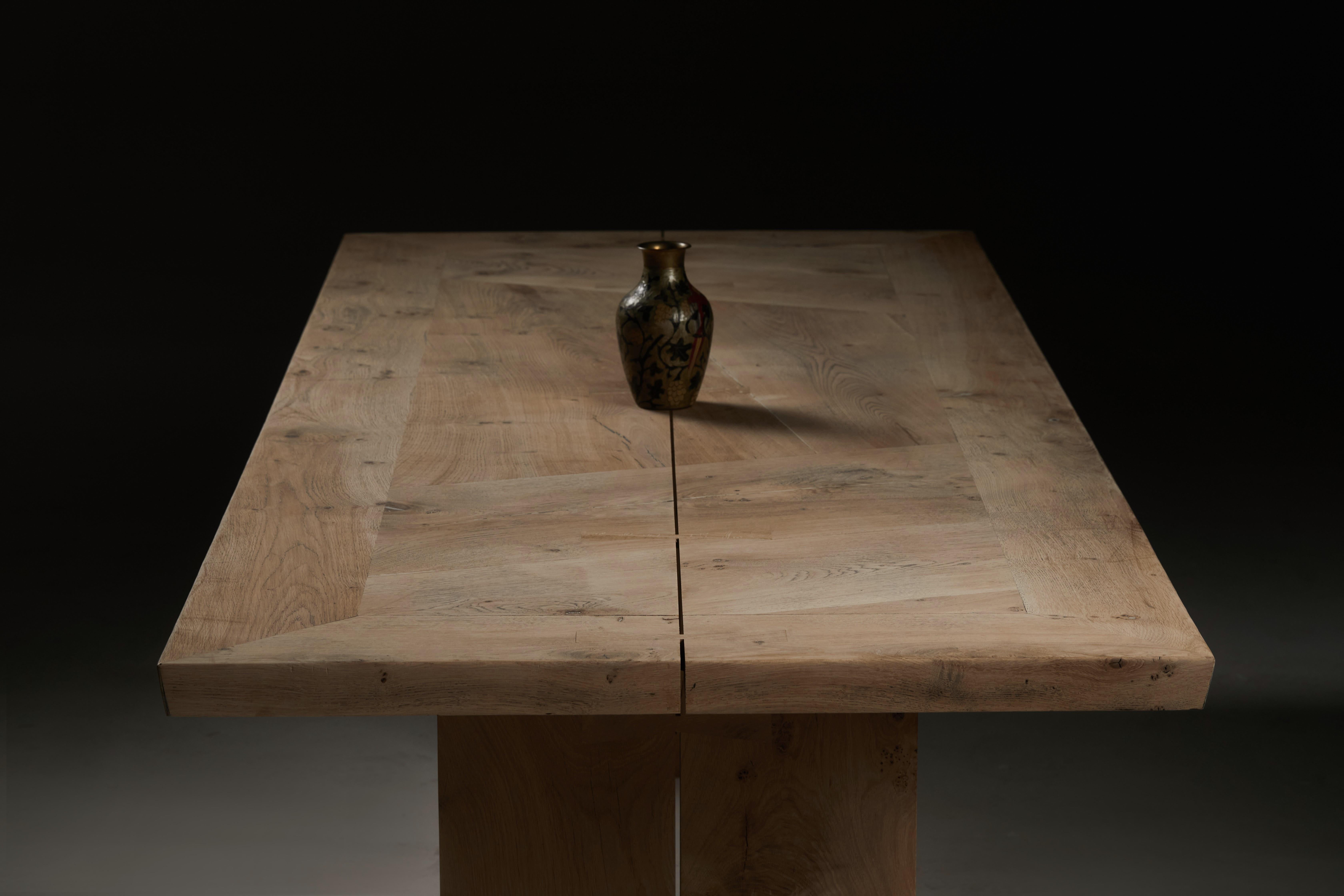 Butterfly jointed salvaged oak table by Jonathan Field For Sale 2