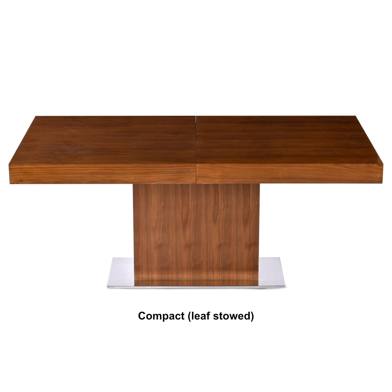 Butterfly Leaf Expanding Modern Walnut Pedestal Dining or Conference Table In Good Condition For Sale In Chattanooga, TN