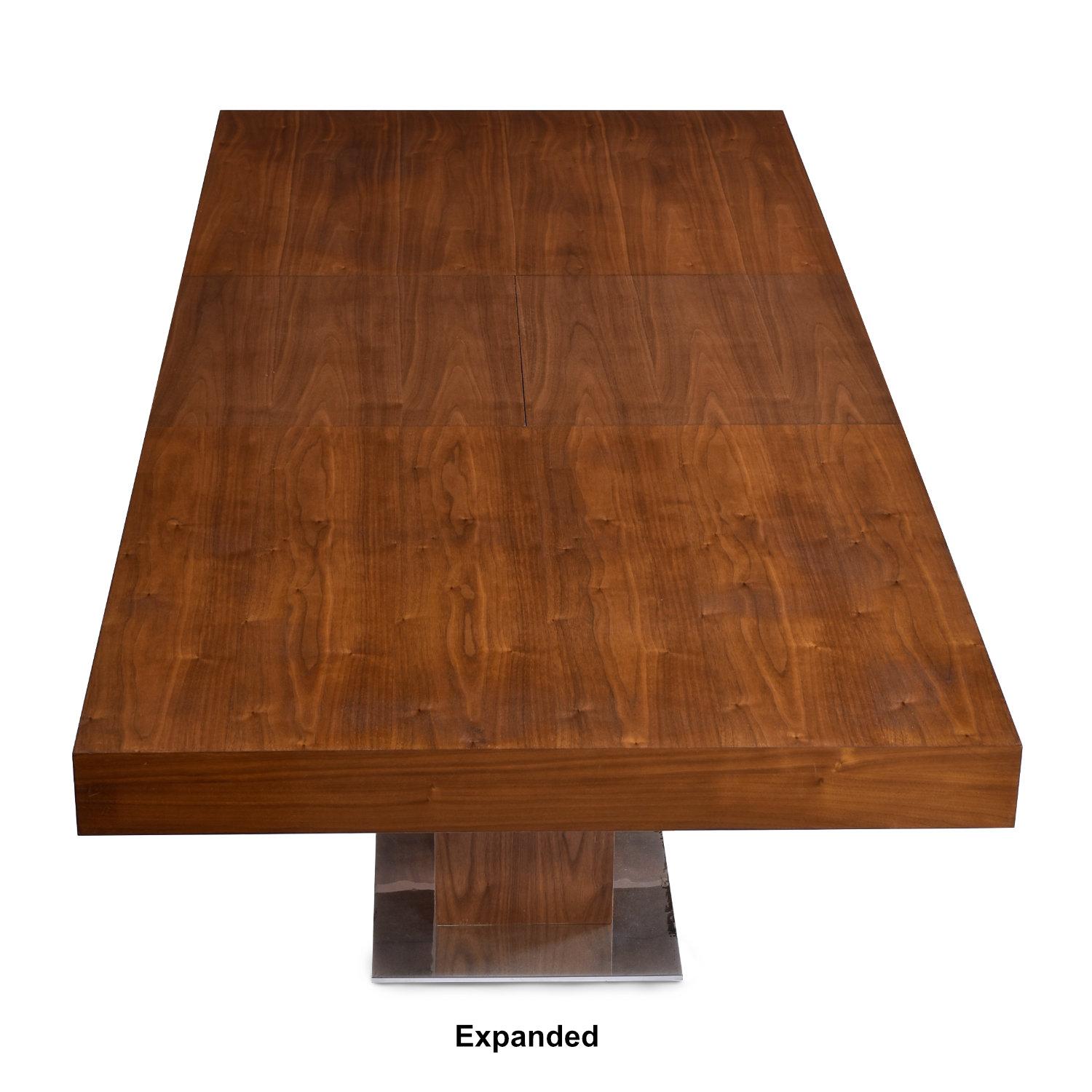Late 20th Century Butterfly Leaf Expanding Modern Walnut Pedestal Dining or Conference Table For Sale