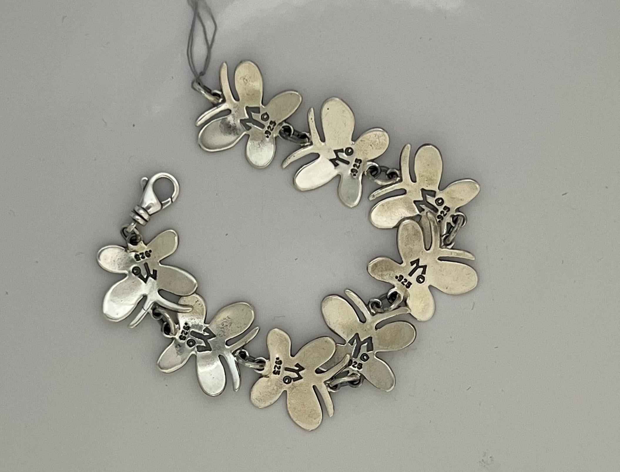 Artist Butterfly Link bracelet by Melanie Yazzie, silver, tennis bracelet, Navajo, new For Sale
