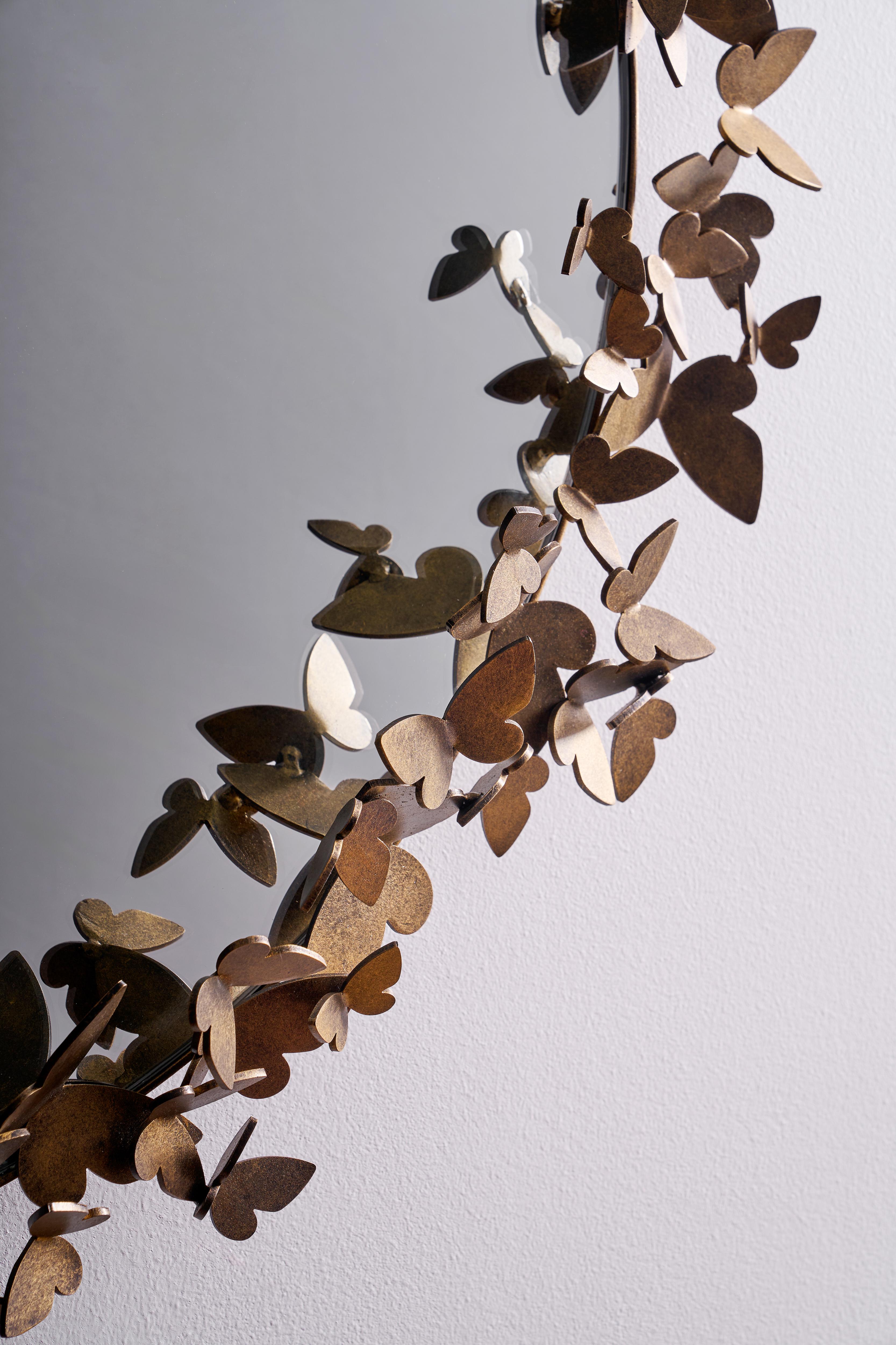 Iron Butterfly Mirror in Brilliant Gold For Sale