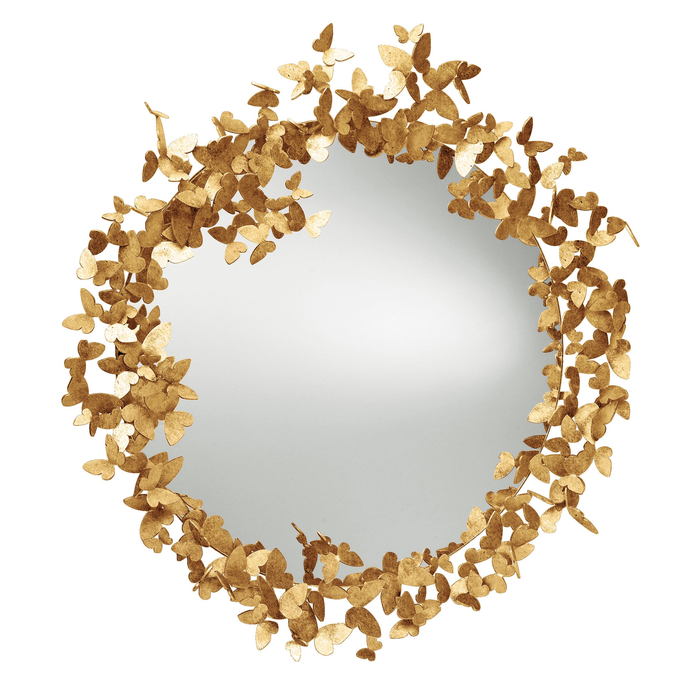 Butterfly Mirror in Brilliant Gold For Sale