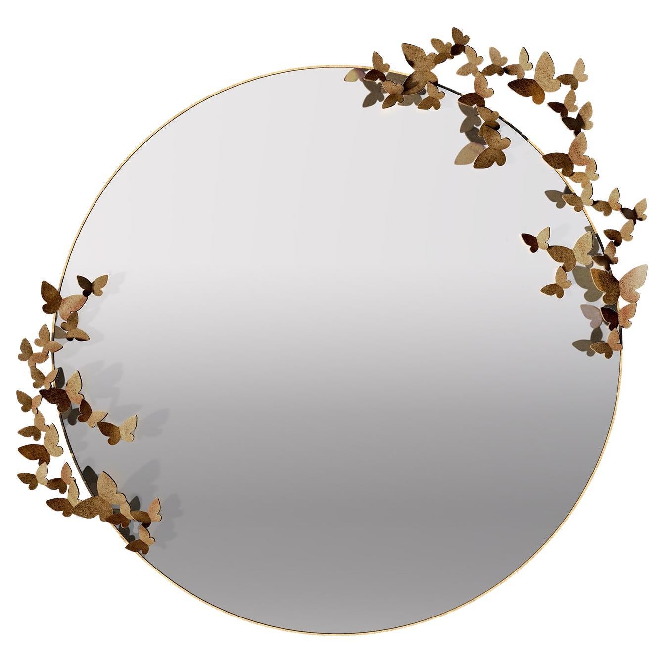 Butterfly Mirror, Lighter Version in Aged Gold For Sale