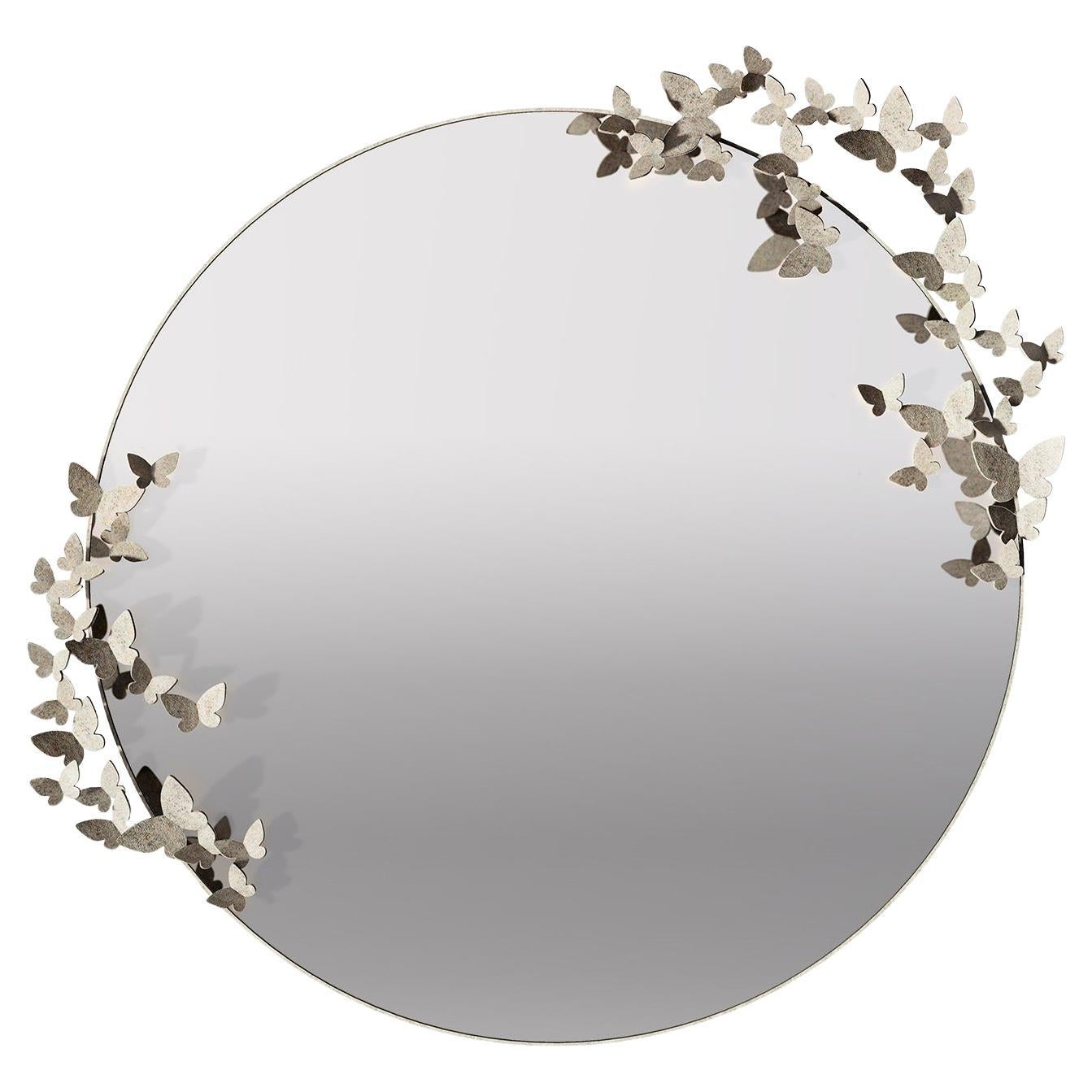 Butterfly Mirror, Lighter Version in Aged Silver For Sale