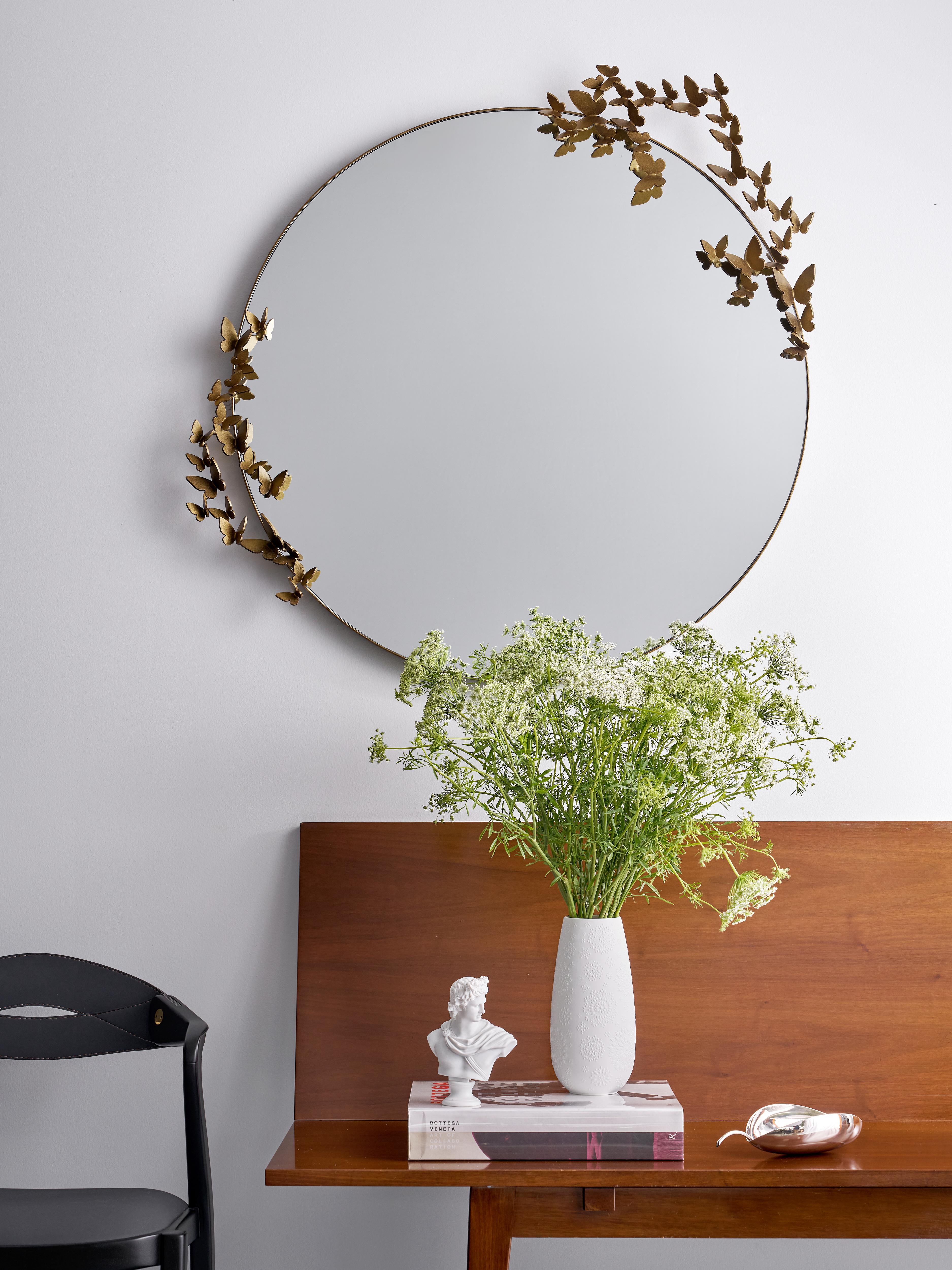 North American Butterfly Mirror, Lighter Version in Warm Black For Sale