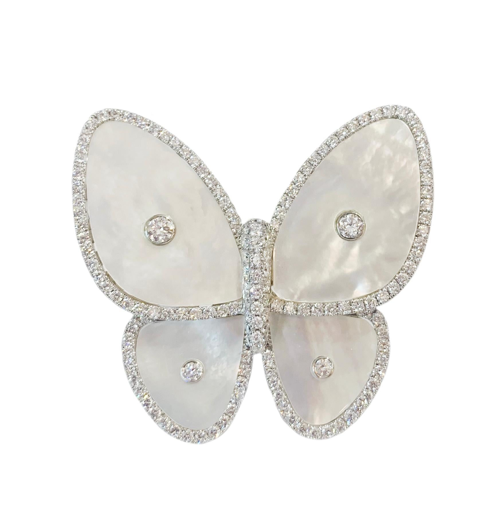 Bague papillon MOP avec diamants Neuf - En vente à New York, NY
