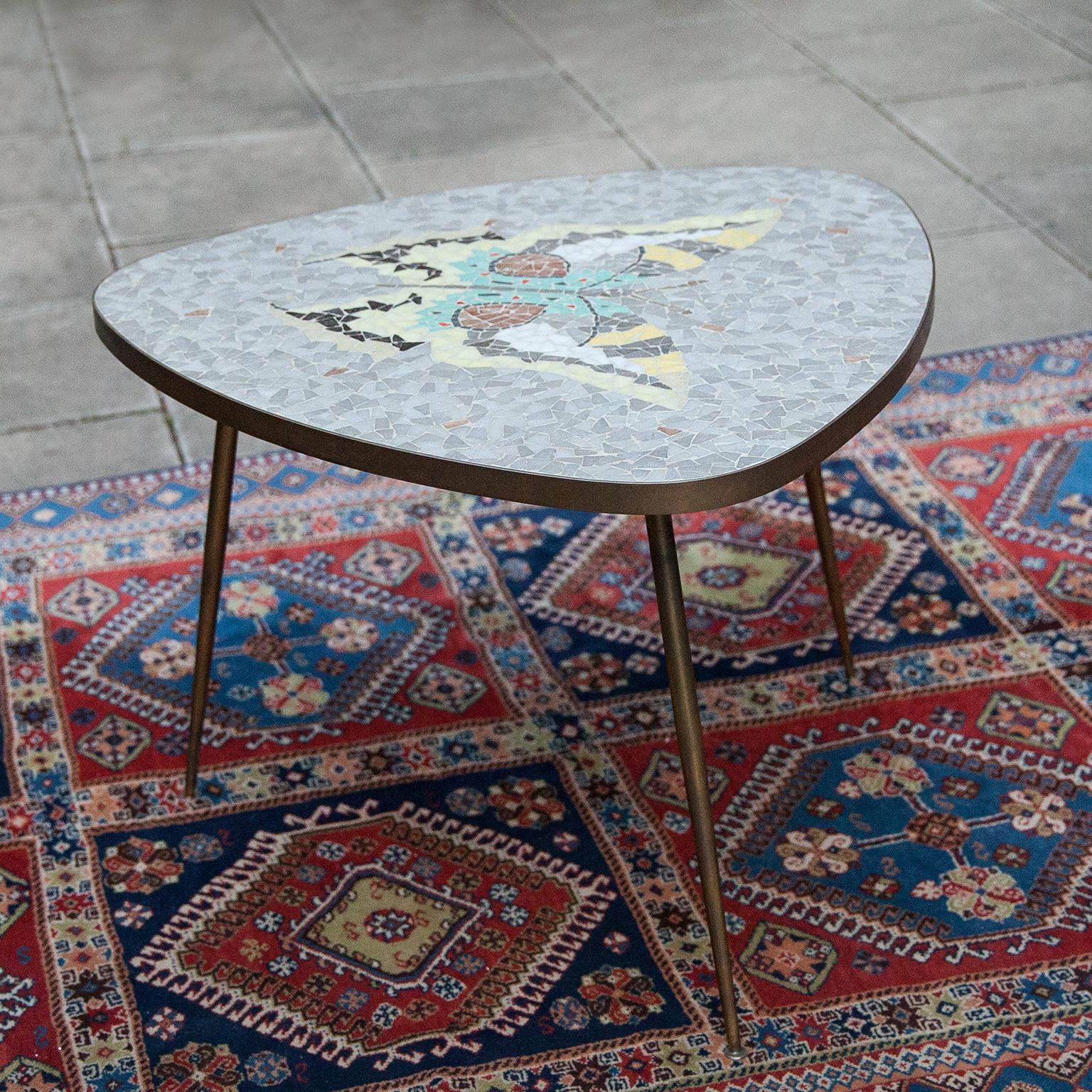 Butterfly Mosaic Coffee Table Italy 1960s In Good Condition For Sale In Munich, DE