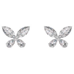 Boucles d'oreilles papillon en or blanc 18 carats