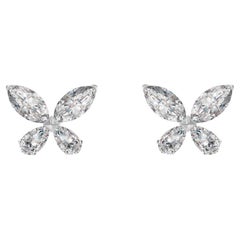 Butterfly Natural Diamond Earrings in 18K White Gold