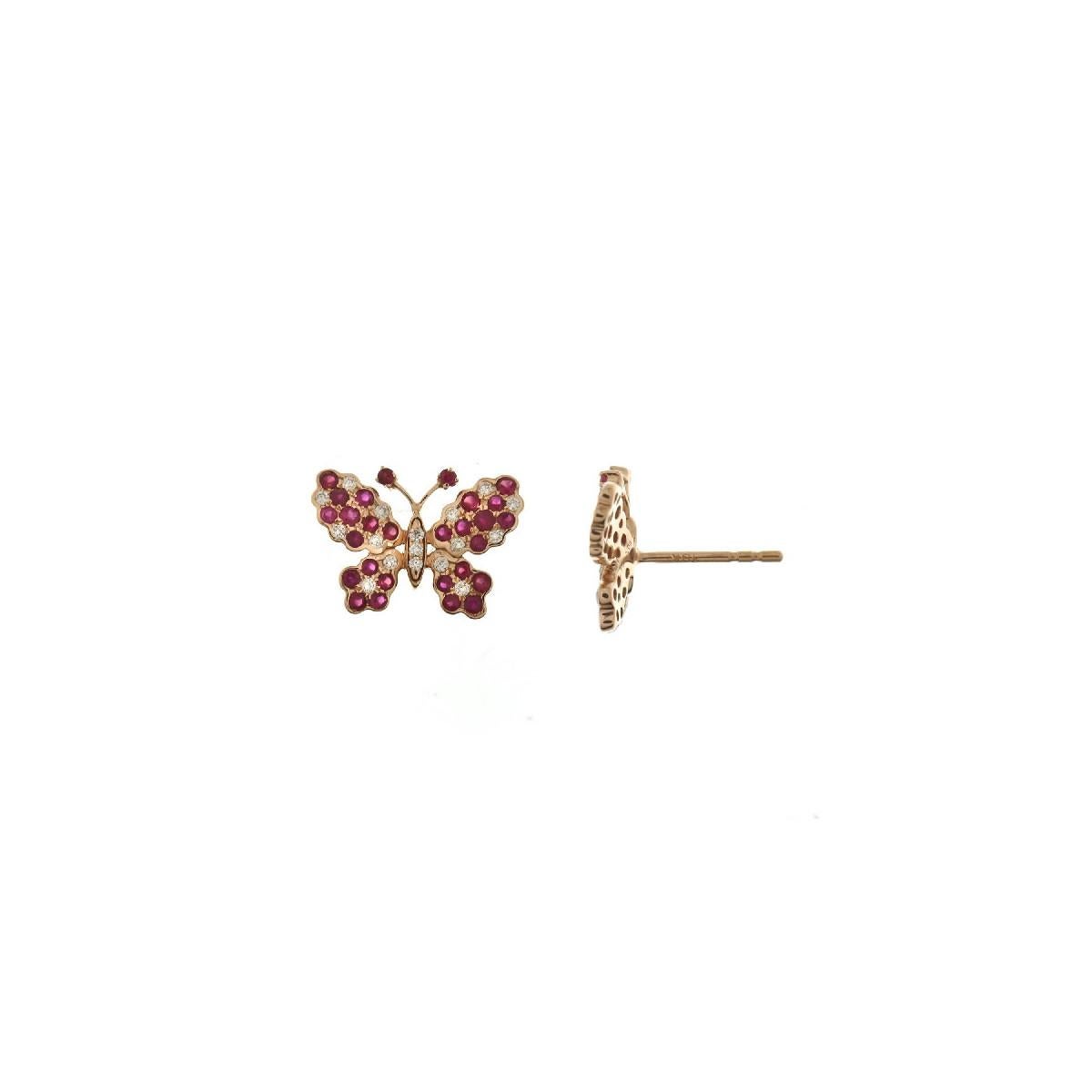  Butterfly Necklace with long chain with Diamonds, Rubies  and 18K Gold For Sale 4
