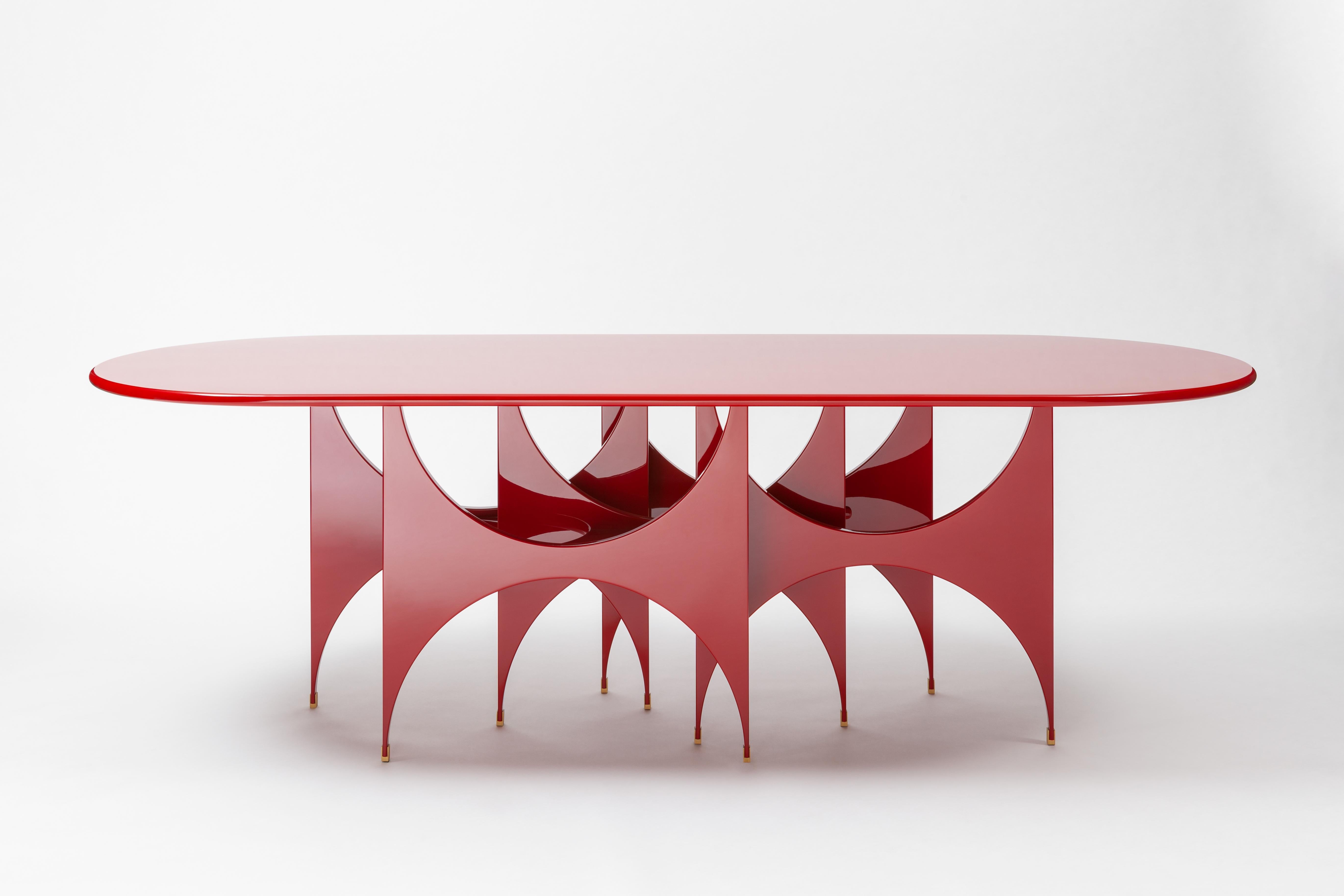 Butterfly oblong table by SEM
Dimensions: D250 x W110 x H78.5 cm
Material: polyester glossy lacquered finish.
Costumized sizes, colors and top available on request. Also available in Walnut. Top Available min: 220cm and max: 270cm.

The