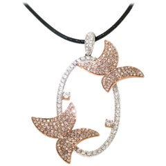 Butterfly Pave Diamond Pendant on Black Cord
