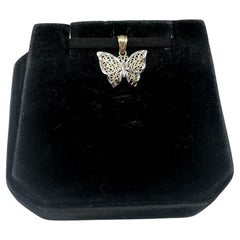 Pendentif papillon en or jaune 14kt - dip blanc bicolore, 0.54g, New