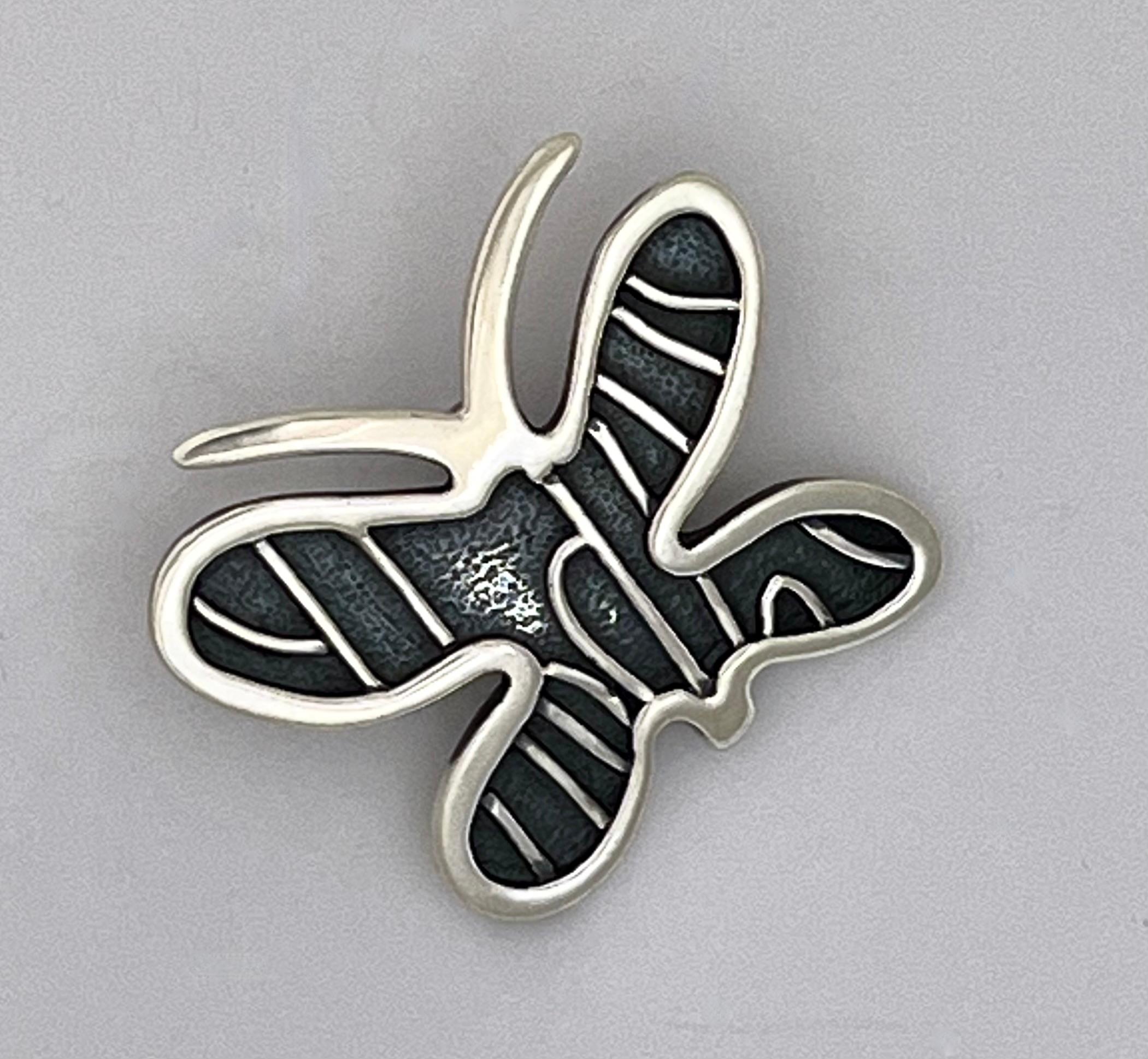 Artist Butterfly Pendant, medium, sterling silver, oxidized, Melanie Yazzie, Navajo For Sale
