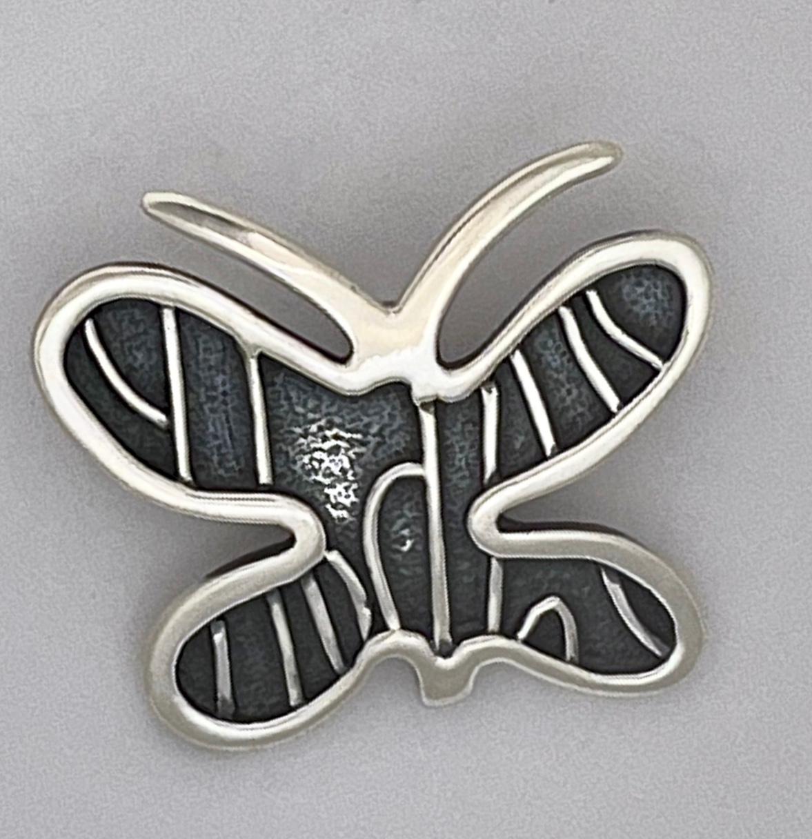 Butterfly Pendant, medium, sterling silver, oxidized, Melanie Yazzie, Navajo In New Condition For Sale In Santa Fe, NM