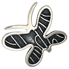 Schmetterling-Anhänger, mittel, Sterlingsilber, oxidiert, Melanie Yazzie, Navajo