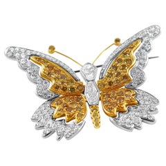 Butterfly Pin with White and Fancy Intense Yellow diamonds 