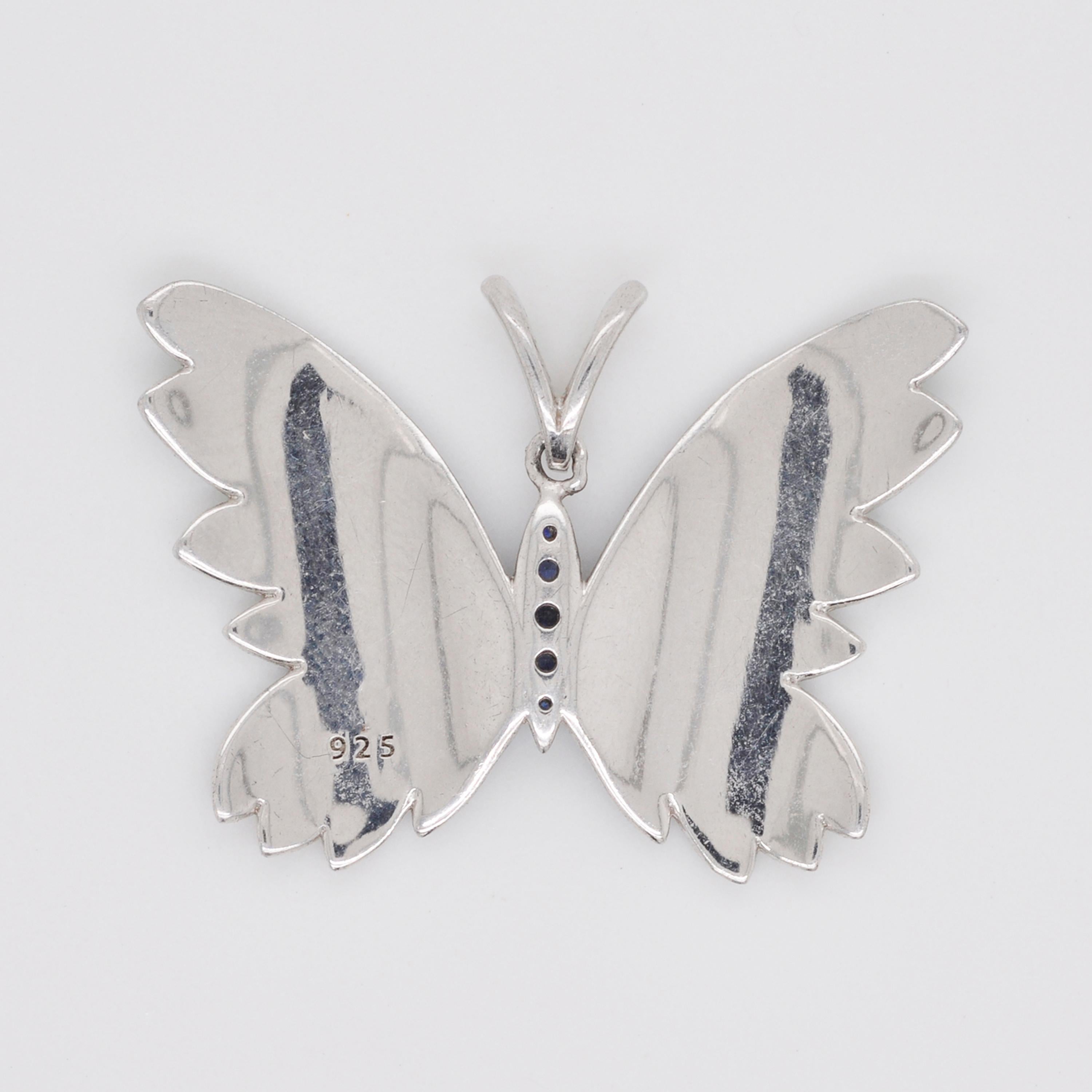 Butterfly Plique-à-Jour Enamel Pendant Necklace Sterling Silver 4