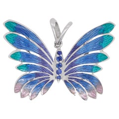 Butterfly Plique-à-Jour Enamel Pendant Necklace Sterling Silver