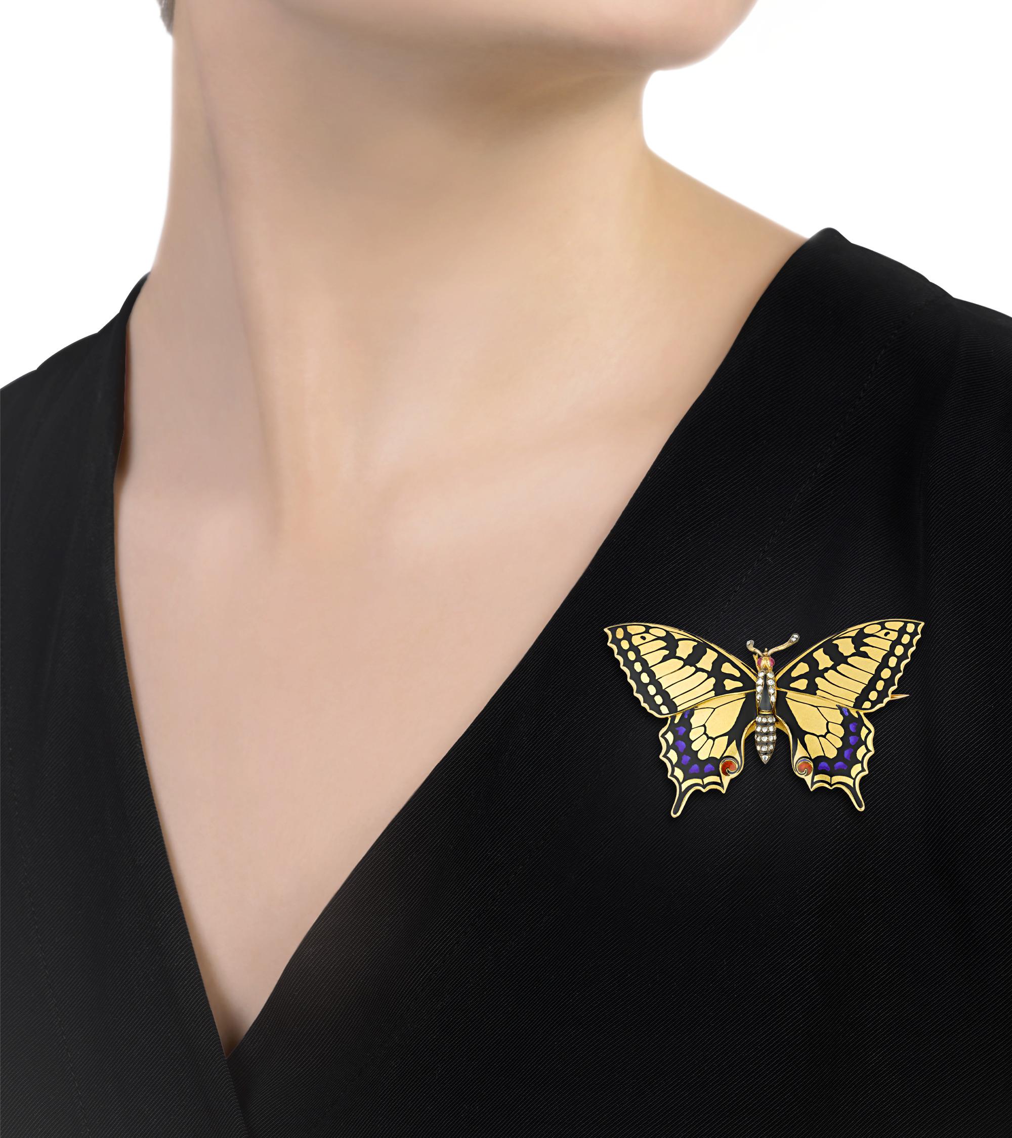 Women's or Men's Butterfly Portrait Brooch