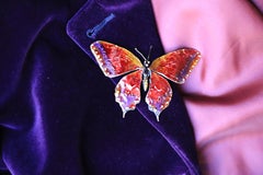 Butterfly Red Enamel Brooch One of a kind Made in Italy By Rossella Ugolini