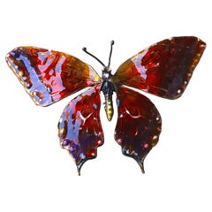 Butterfly Red Enamel Brooch One of a kind Made in Italy By Rossella Ugolini