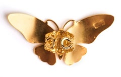Oversized Butterfly Ring Adjustable Cocktail Statement in 24K Yellow Gold Dipped