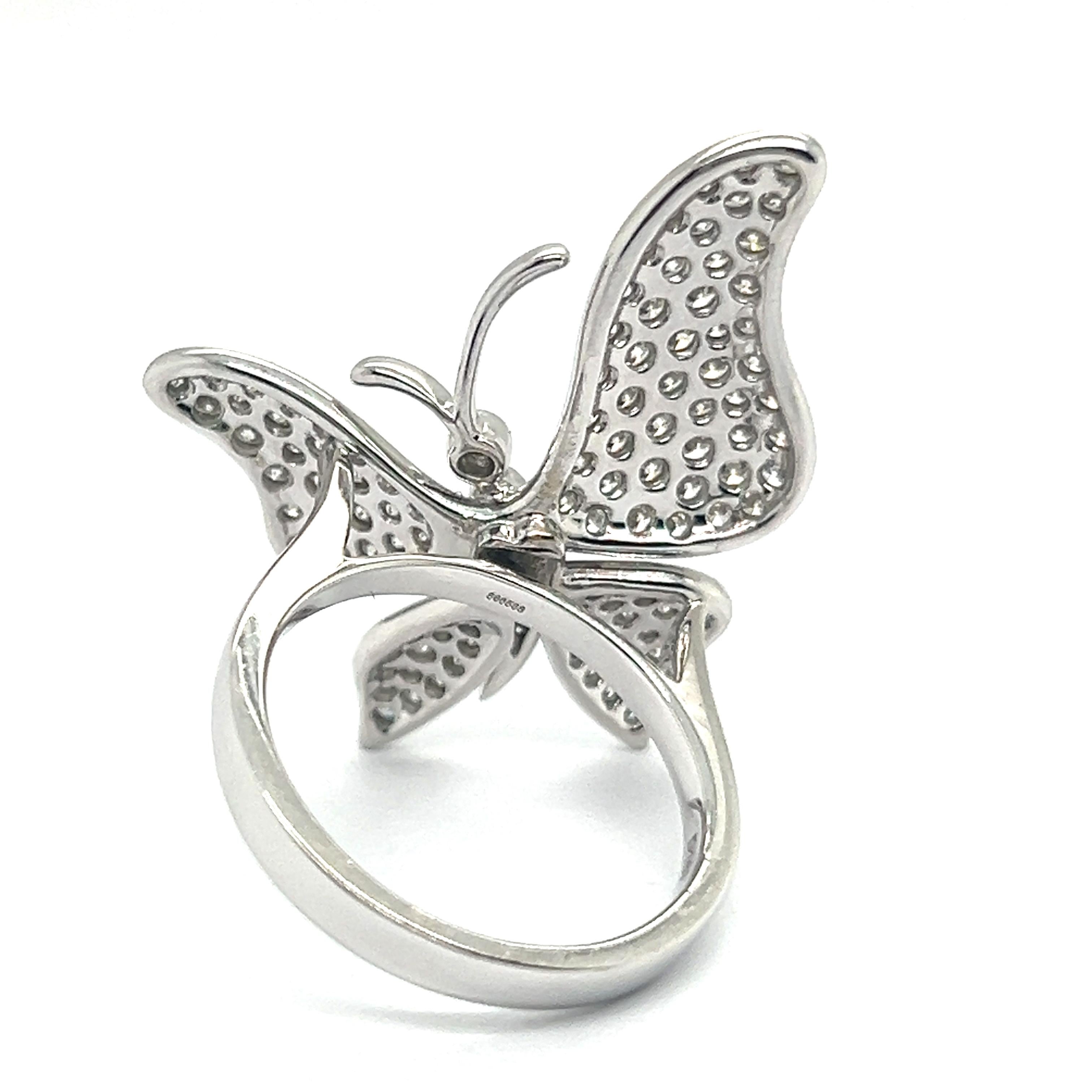 Butterfly Ring with Diamonds in 18 Karat White Gold For Sale 6