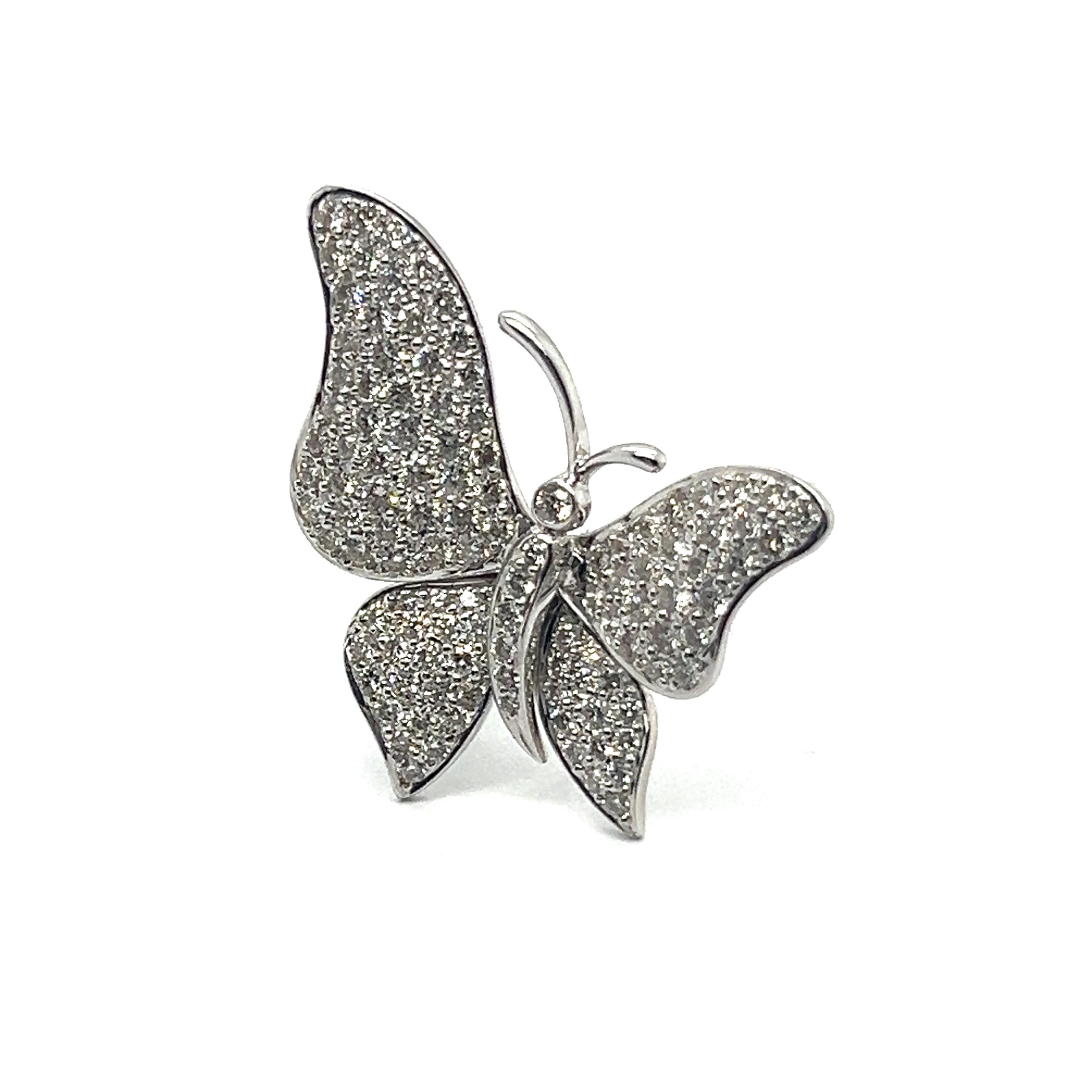 Butterfly Ring with Diamonds in 18 Karat White Gold For Sale 1
