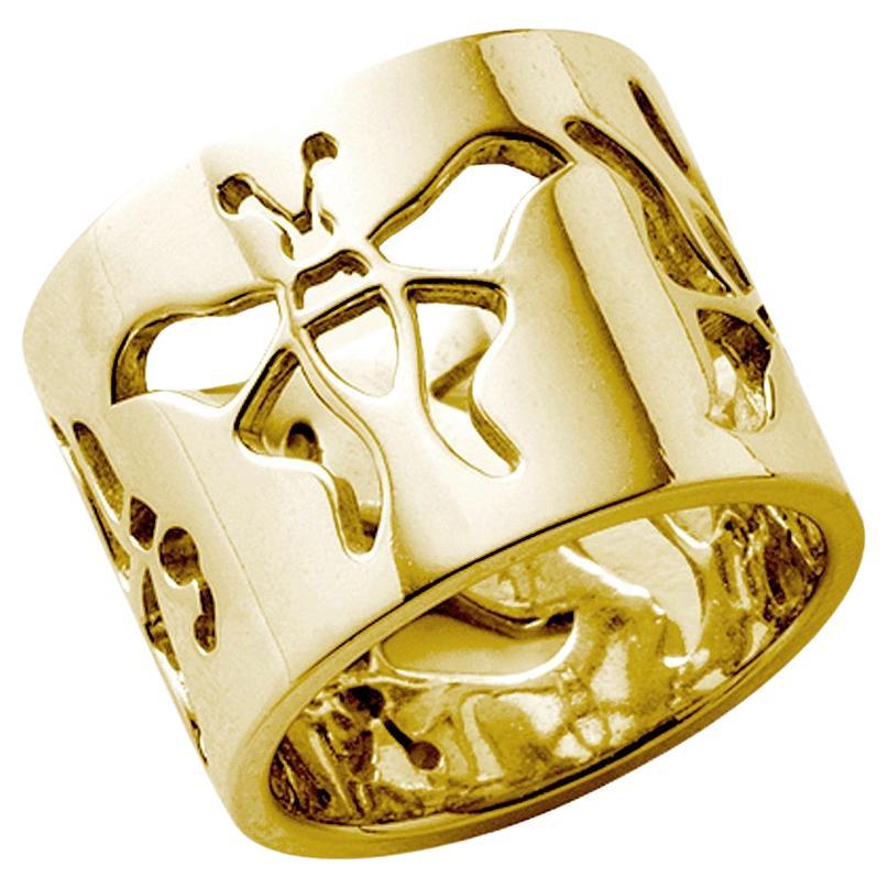 Butterfly Ring 14k Yellow Gold For Sale
