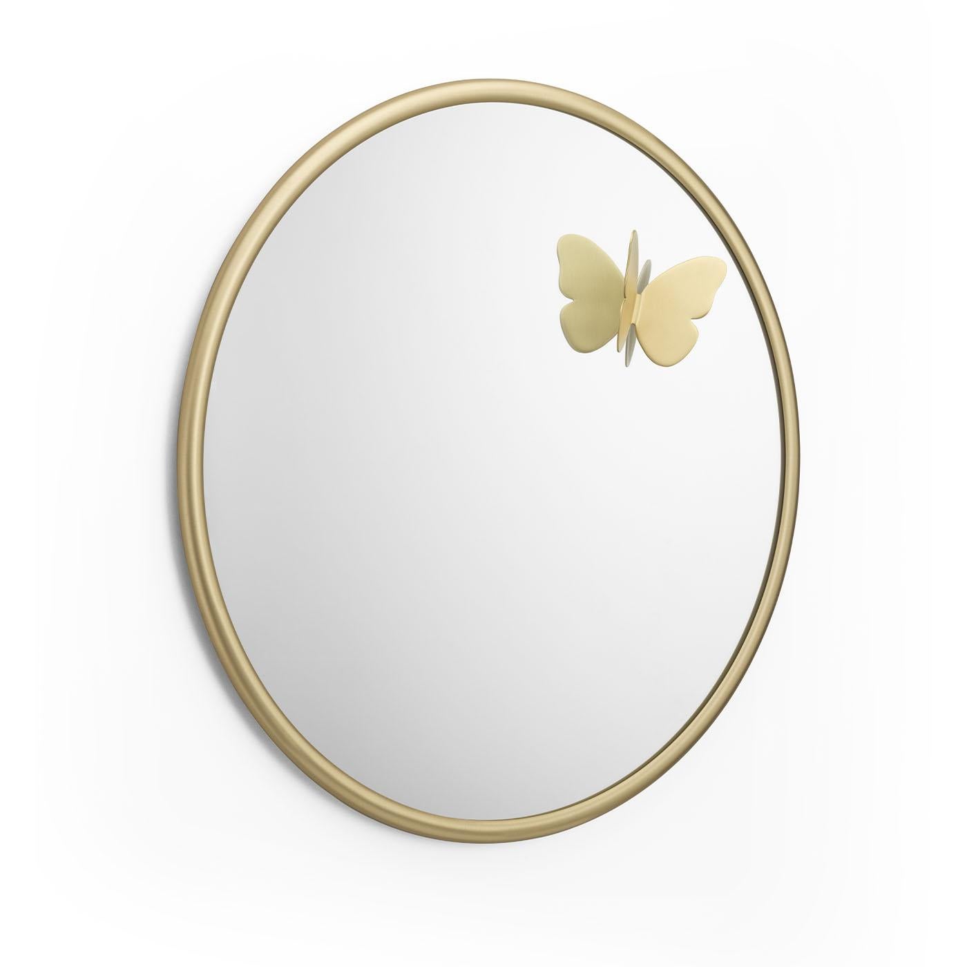 Italiano Specchio da parete rotondo in ottone Butterfly di Richard Hutten in vendita