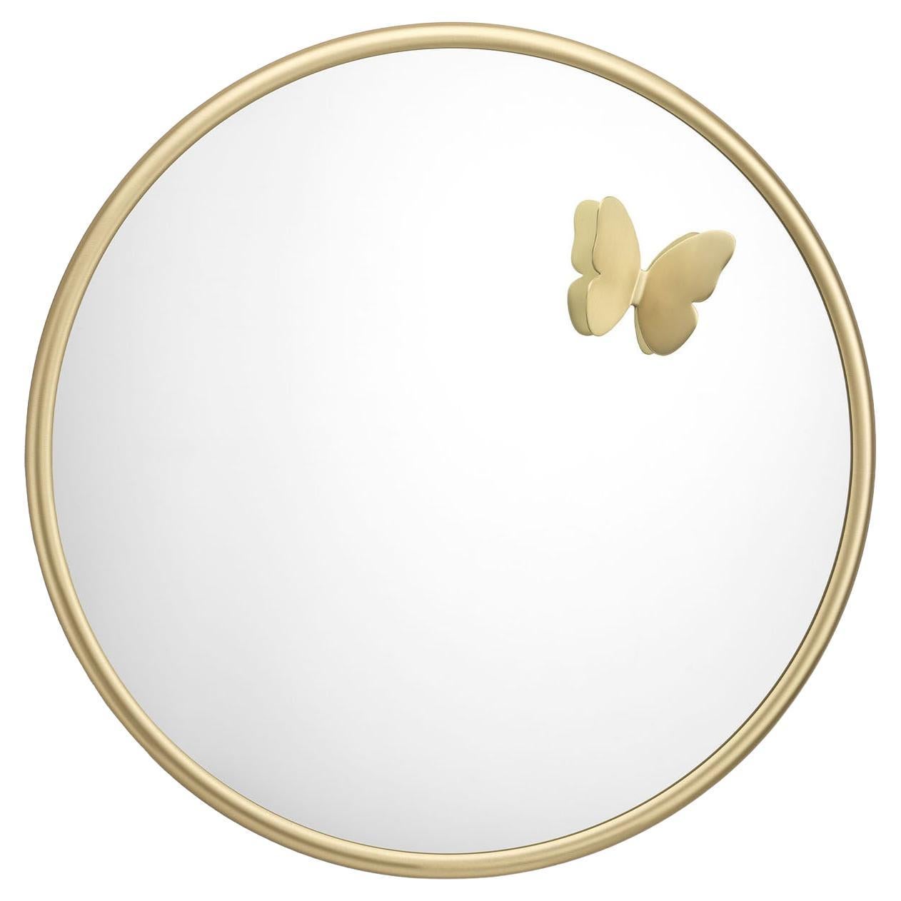 Miroir mural rond papillon en laiton de Richard Hutten