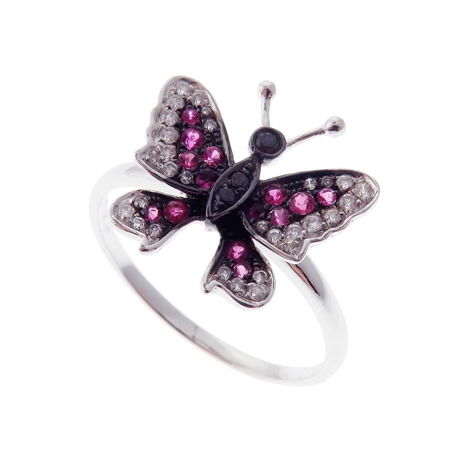 Schmetterling-Rubin-Ohrring-Ring-Set im Zustand „Neu“ im Angebot in Los Angeles, CA