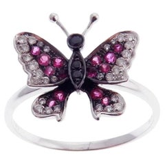 Schmetterling-Rubin-Ohrring-Ring-Set