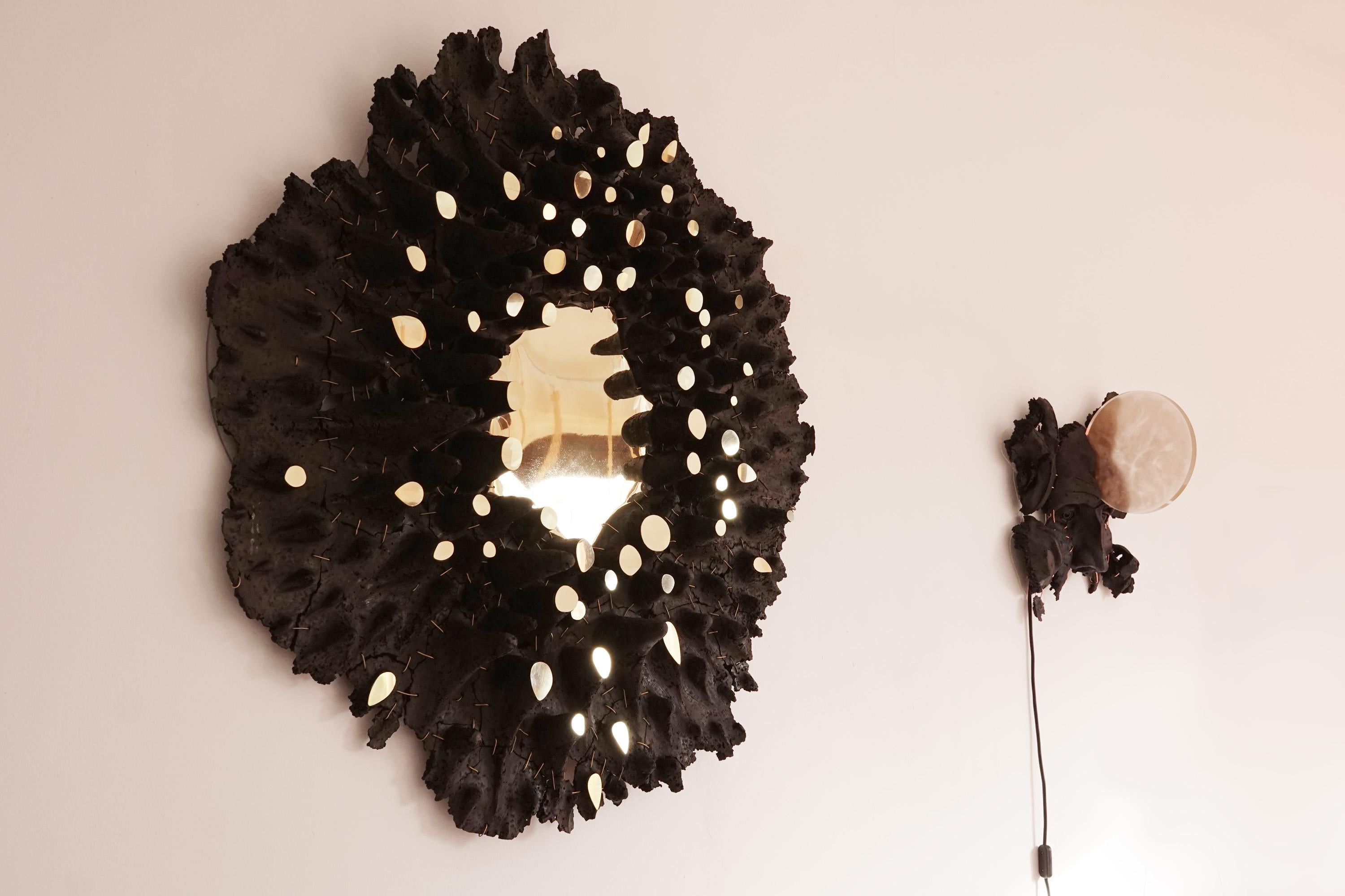 Resin Butterfly Sconce by Eduard Locota, Wall-Mounted Sculpture, Acrylic Glass & Coal For Sale